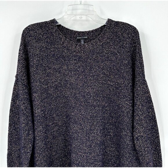 sweater tunic knit wool cotton heathered marled fleck cozy S M - Picture 3 of 6